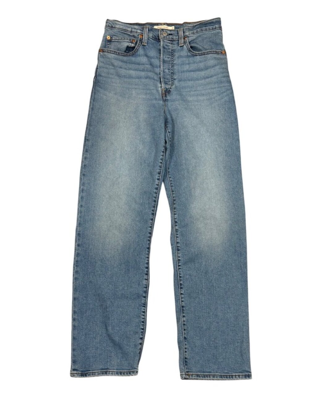 Levis Ribcage Straight High Rise Jeans 30 Light Wash Denim